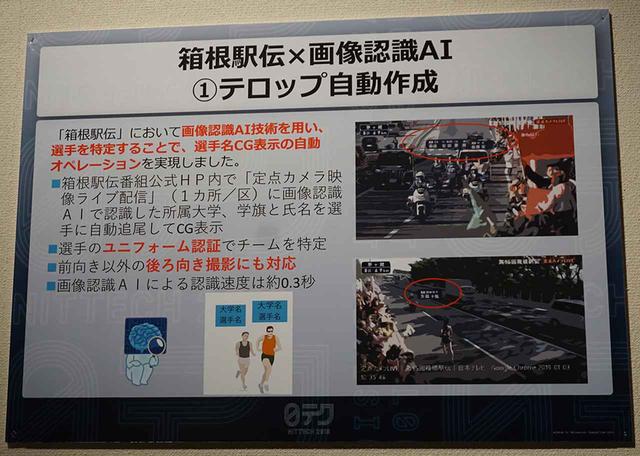 画像: テロップ自動作成の仕組み。学校ごとに2000枚ぶんのデータを読み込ませたとか