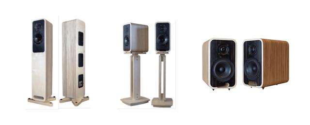 画像: Audelのスピーカーシステム「Sonika mk2」「Magika mk2」「Malika mk2」(左から)
