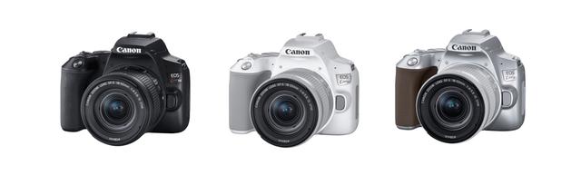 画像: 「EOS Kiss X10」レンズキットのカラバリ。左からブラック、ホワイト、シルバー。同梱のEF-S18-55mm F4-5.6 IS STMレンズは、本体と同色に仕上げられている