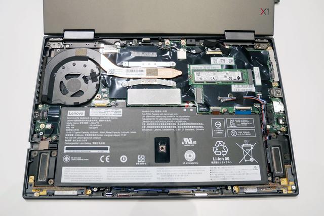 画像: ThinkPad X1 Yogaの内部(裏面から見たところ)