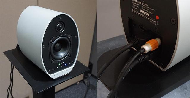 画像: 「KS-9Multi+」はスタンドに載せられていた。接続方法による音の違いもデモ