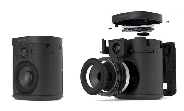 画像: SONOS ONEの分解図。2ウェイスピーカーシステムで、2台をペアリングするとステレオ再生も可能になる仕組だ