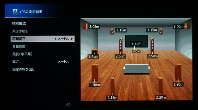 画像: 距離測定は5cm刻み。視聴室の実測値とほぼ正確な値が測定された