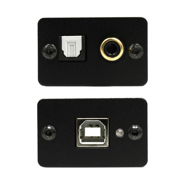 画像: USB Type-B入力(写真下)からのデジタル信号を、同軸または光端子(写真上)から出力してくれる