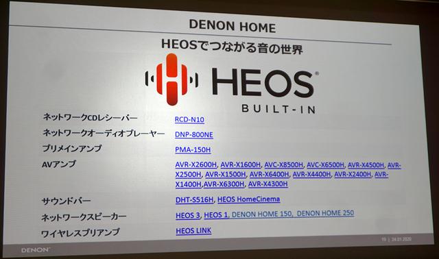 画像: デノンのHEOS対応機器。スピーカー以外にAVセンターやサウンドバーと組み合わせてマルチルームも楽しめる