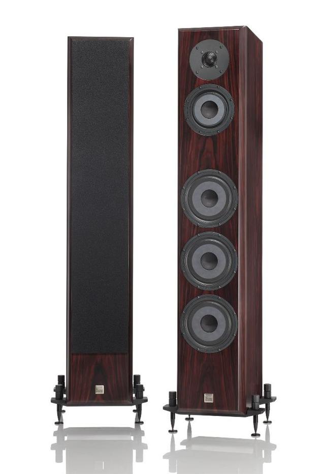 画像: ●型式:3ウェイ5スピーカー、バスレフ型 ●使用ユニット:28mmシルクドーム型トゥイーター、152mmコーン型ミッドレンジ、178mmコーン型ウーファー×3 ●感度:90dB/2.83V/m ●インピーダンス:4Ω ●再生周波数帯域:28Hz〜23kHz ●クロスオーバー周波数:180Hz、2.8kHz(6dB/oct) ●寸法/質量:W307×H1,191×D380mm(スパイクスタンド含む)/37.5kg ※カラリング:Rosewood、Cherry、Piano Black、Piano White