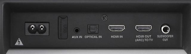 画像: ↑HDMI出力はARCに対応。さらに光デジタルとアナログ入力を備えるほか、プリアウトからサブウーファーにも接続できる。スマホやタブレットからBluetooth経由で音楽再生も可能だ