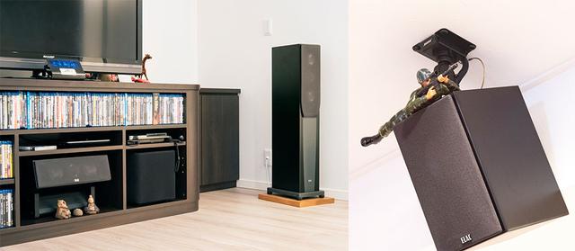画像: 奥様の希望を受けて、サブウーファーはテレビラックに収納できるサイズを新規導入した。トップ&リアスピーカーのエラックBS203.2も以前のシアターから愛用しているお気に入り