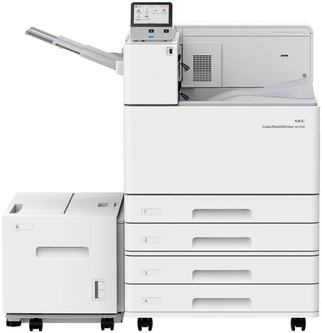 画像: 左側のボックスは、約4,600枚の用紙を収納できる大容量トレイ(対応するのは3C750のみ)