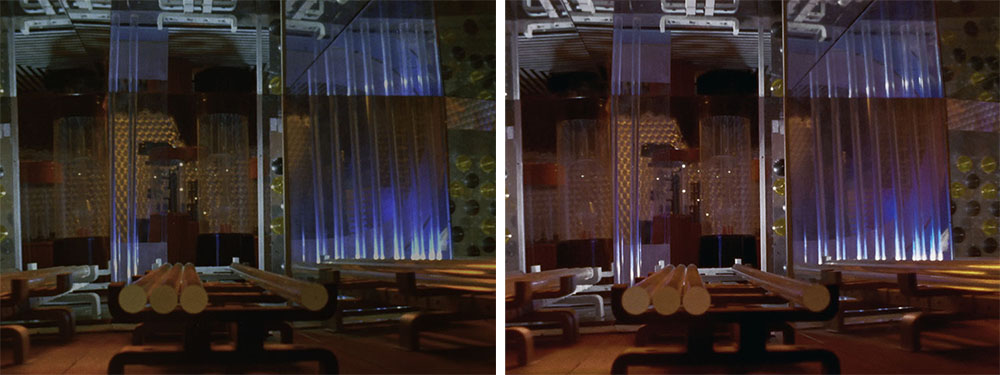 画像: 第17話「地底GO! GO! GO!」では、巨大な地下都市をどんな明るさで再現するかもテーマになったという。左の2K/SDRに比べて4K/HDRでは光を放つ建造物の再現も変化している