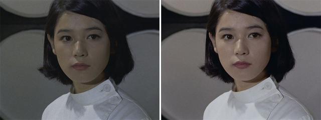 画像: 第3話「湖のひみつ」より。アンヌ隊員の肌色の美しさ、純白の白衣の再現など右の4K/HDR映像には驚くばかり。ブラウン管テレビではここまでの再現は絶対不可能でした