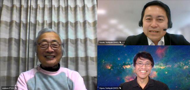 画像: 今回の取材はリモートインタビューで行っている。画面右上がソニーホームエンタテインメント&サウンドプロダクツ株式会社 TV事業本部 商品企画部 統括部長 鈴木敏之さんで、右下が技術戦略室Distinguished Engineer 小倉敏之さん