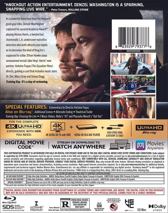 4Kデンゼル・ワシントン『トレーニング デイ』【海外盤Blu-ray