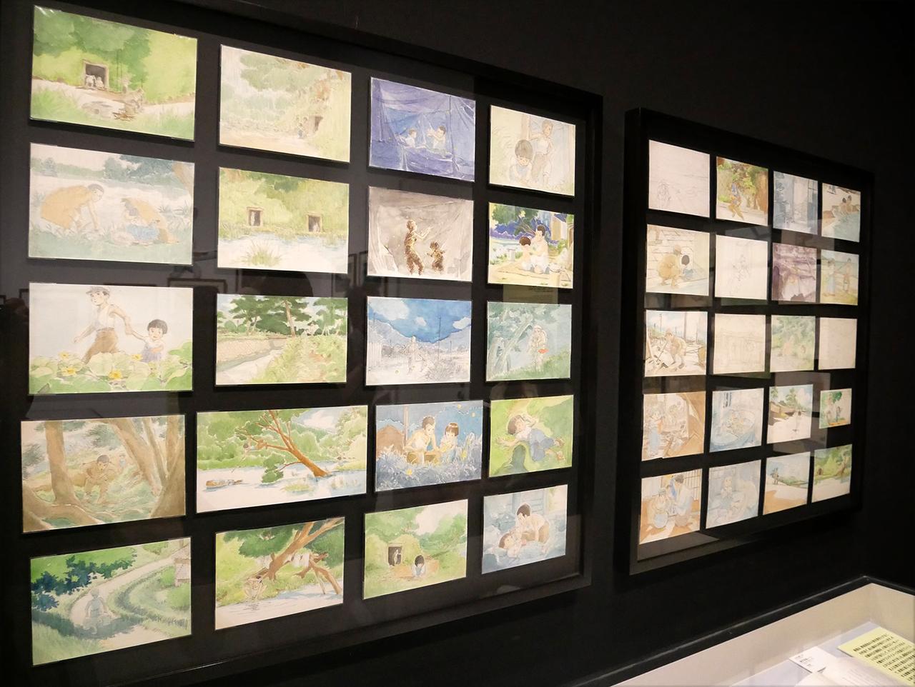 画像: 『火垂るの墓』（1988年）より。それまでのアニメーションでは現実よりも絵の具の彩度が高く設定されていたが、『火垂るの墓』では1940年代をリアルに描き出すために彩度を抑えた新色を多数作ったとか