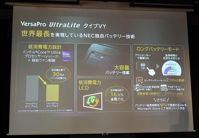 画像9: NECパーソナル、日本電気(NEC)のパソコン法人部門を統合し製品開発を加速。市場をリードするAIPCを、世界最長のバッテリー性能を備えた「VersaPro UltraLite タイプVY」として発売