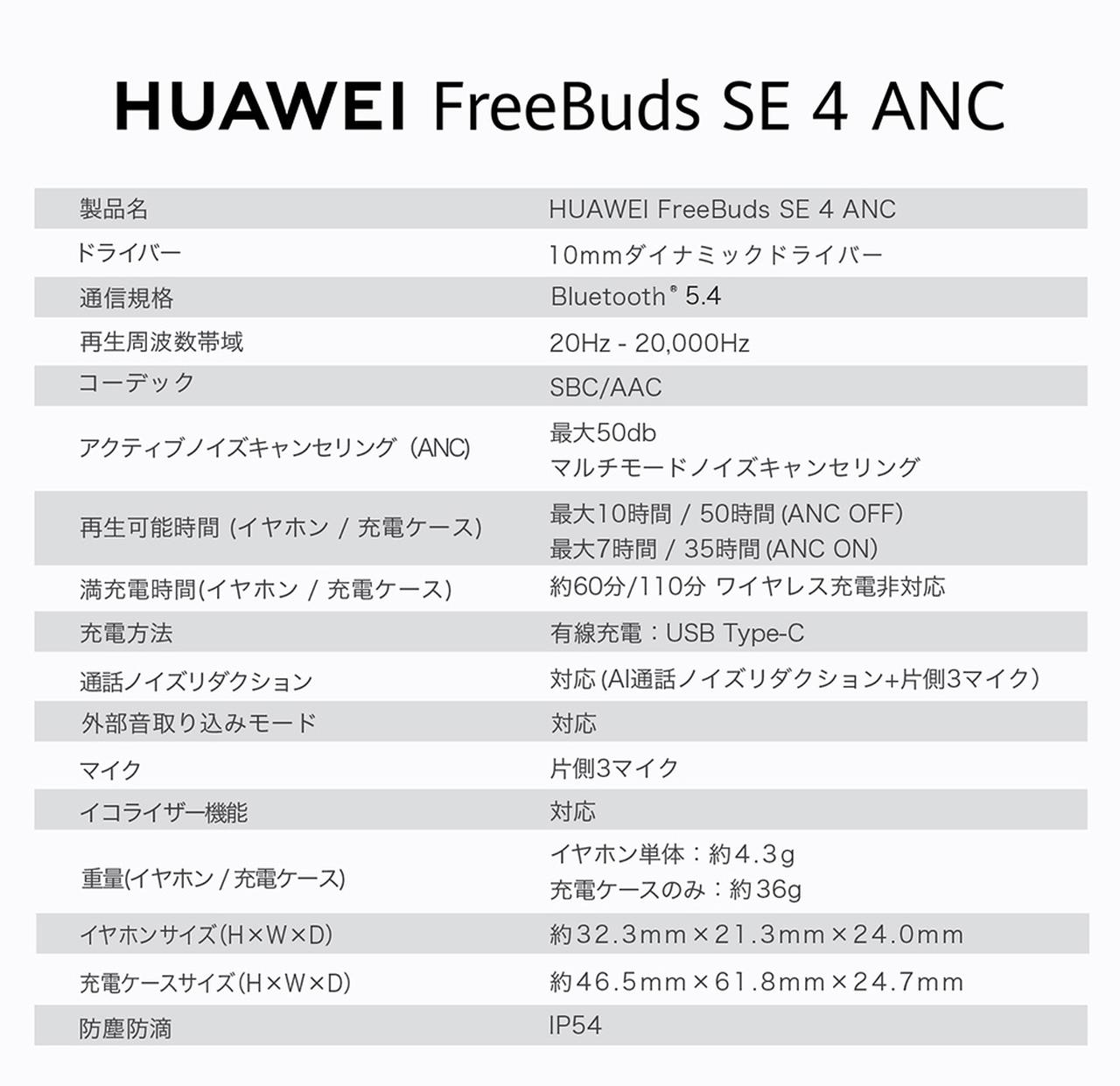 画像4: ファーウェイから、ノイキャン、長時間駆動で、6,000円台の新作完全ワイヤレスイヤホン「HUAWEI FreeBuds SE 4 ANC」が発売
