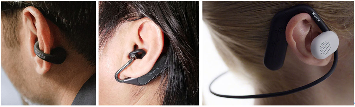 画像: ambie、Earduo、Float Runの装着画像