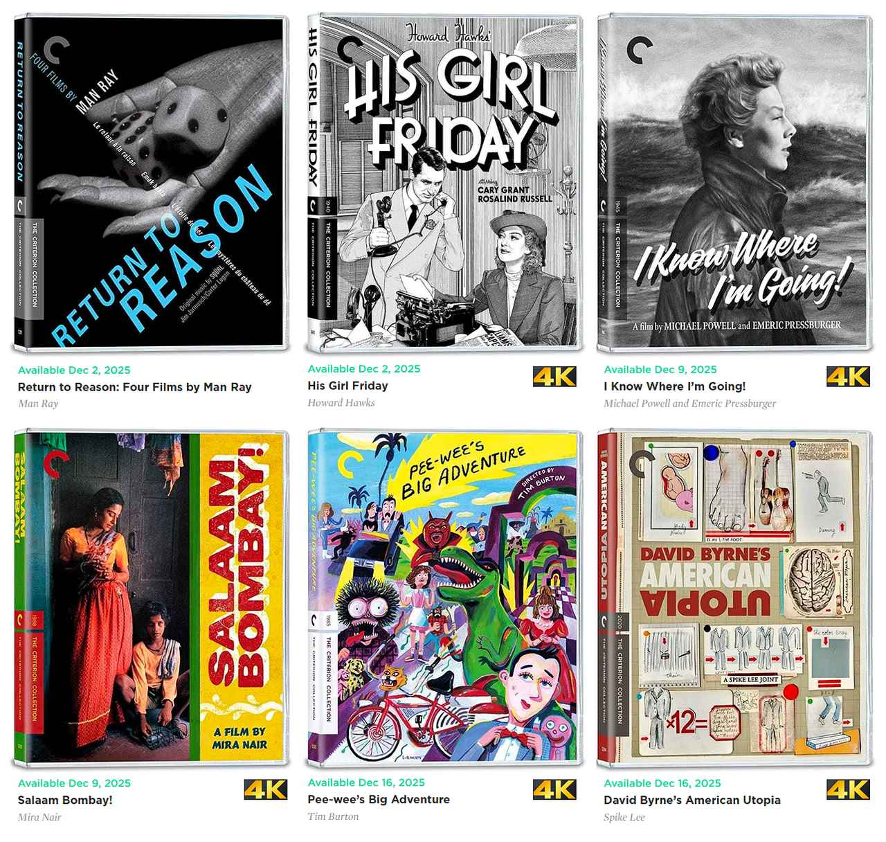 画像1: 12月のクライテリオン『ピーウィーの大冒険 4K』『アメリカン･ユートピア 4K』ほか【海外盤Blu-ray発売情報】