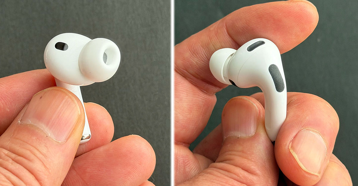 画像: イヤーチップも刷新され、これまでのAir Podsとは互換性がなくなった。本体サイズも前モデルから若干変更されている