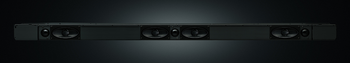 画像: サウンドバー本体には110✕53mmフルレンジと25mmツイーターの2種類のスピーカーが搭載されている。L/Rチャンネルはこれらのスピーカーを各1基使った2ウェイで、センター用は2基のフルレンジでツイーターを挟んだ構成を採用している