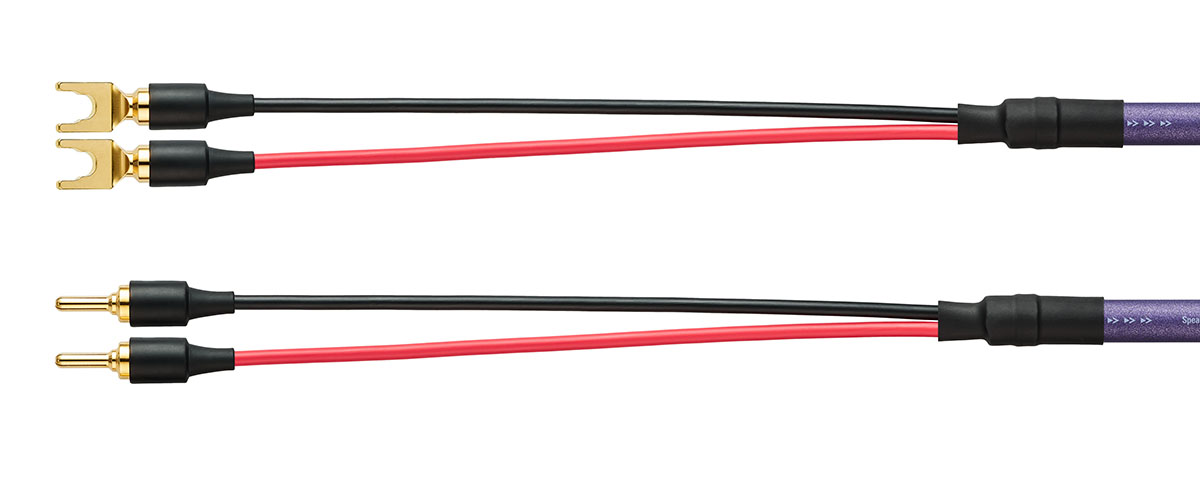 画像: 端子部はYラグとバナナプラグの2種類があり、その組み合わせで4種類のケーブルを準備している