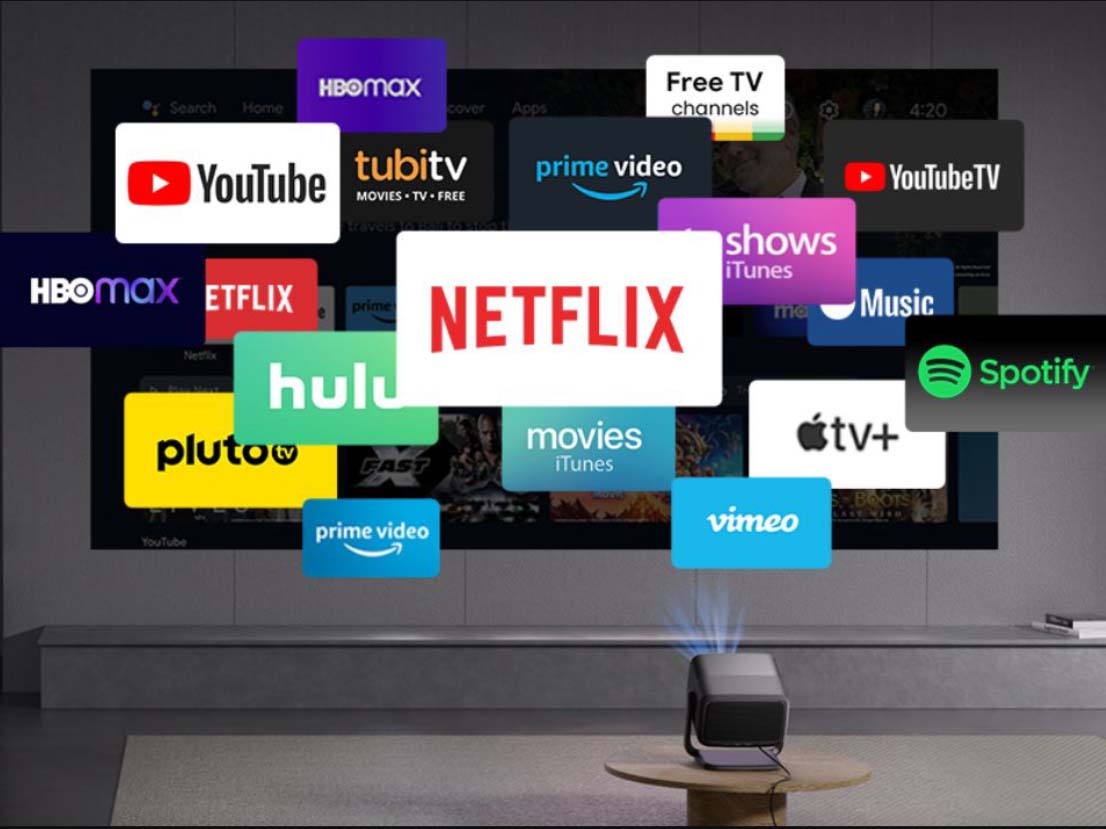 画像: 最新世代のGoogle TV OSを搭載。NetflxやAmazon Prime Video、YouTubeなど主要ストリーミングサービスに本体だけで再生できる。有線LANのほかWi-Fi接続にも対応し、スピーカーも内蔵しているので、本体と電源ケーブルだけの接続で大画面の動画が楽しめる