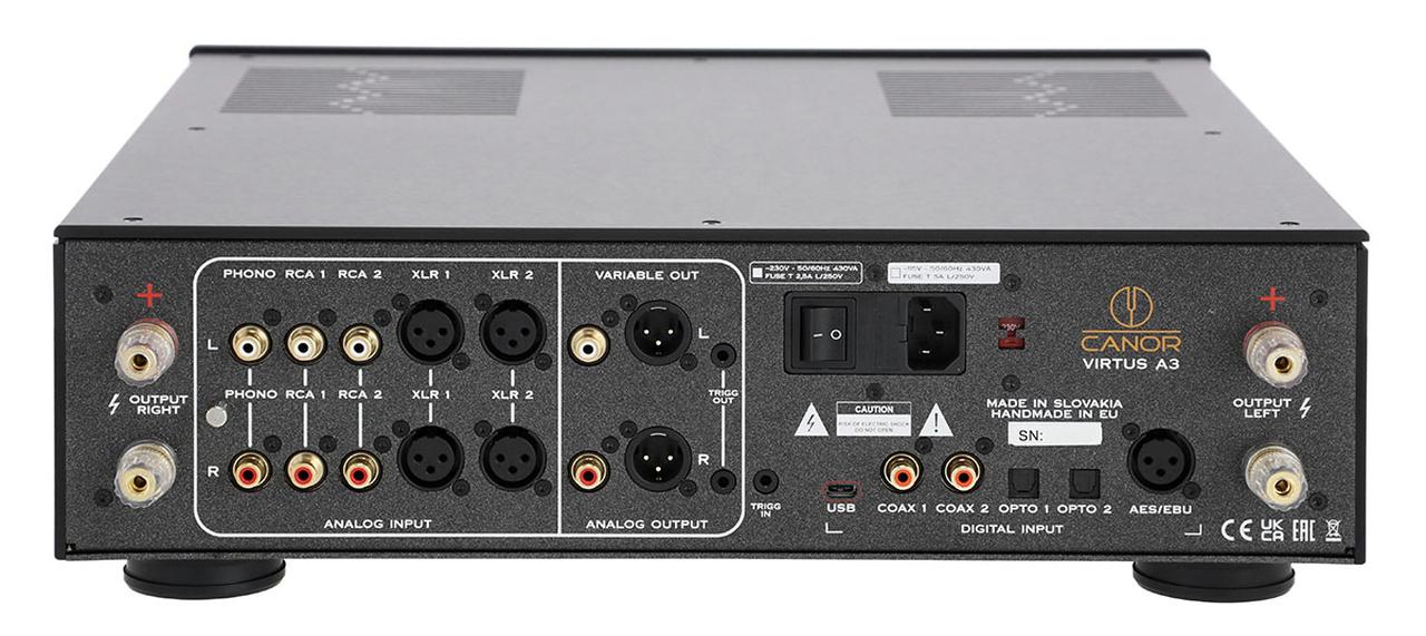 画像2: カノア・オーディオから、完全差動バランス型ハイブリッド真空管プリメインアンプ「VIRTUS A3」がデビュー。USB端子は最大768kHz/32ビットのPCMとネイティブDSD512をサポート