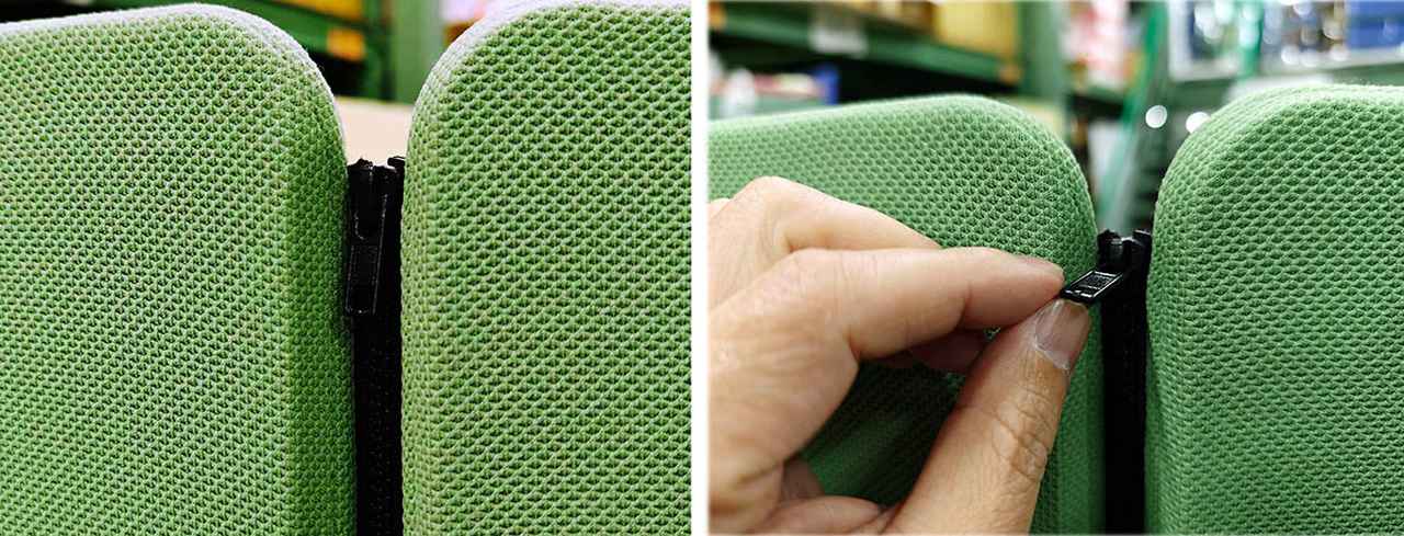 画像: パネルはファスナーでつなぐだけなので、枚数の調整や追加も簡単に行える