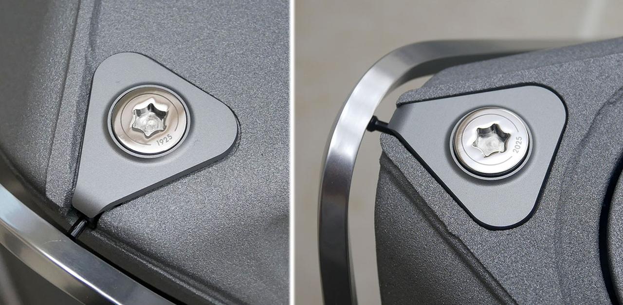 画像: 本体上部にある3つのネジには、「1925」「2025」「100」の文字が刻印される