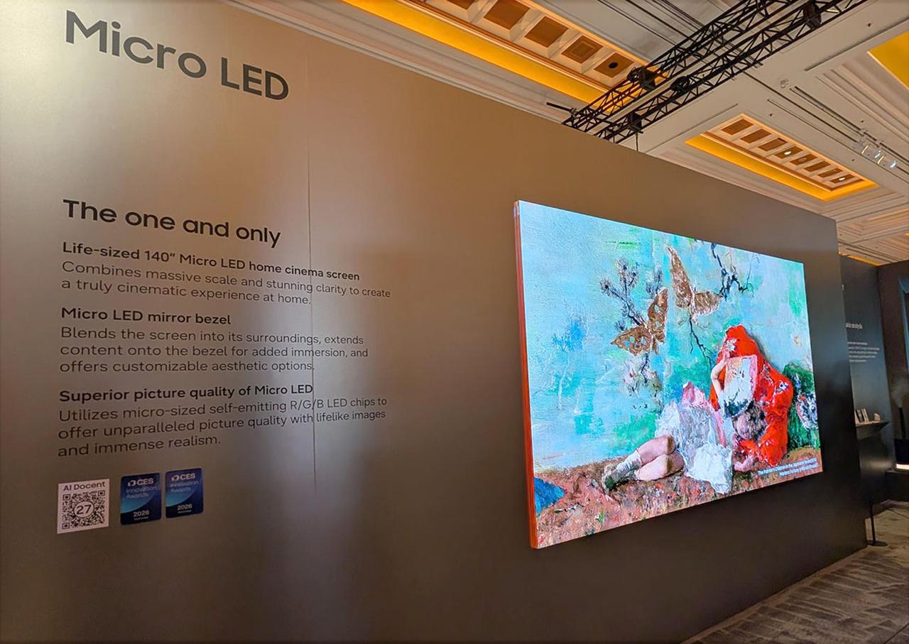 画像: マイクロLEDディスプレイ。マイクロRGBテレビと間違いやすいが、これは自発光だ。民生用の発表はなかったが、次世代の有力テレビだ