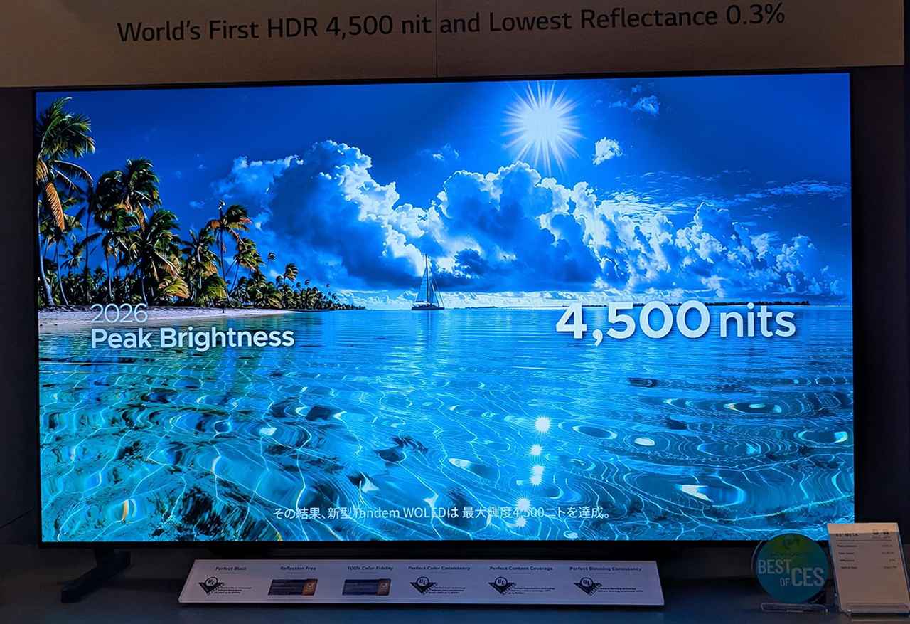 画像: Tandem WOLEDは、ピーク輝度4500nitsに向上