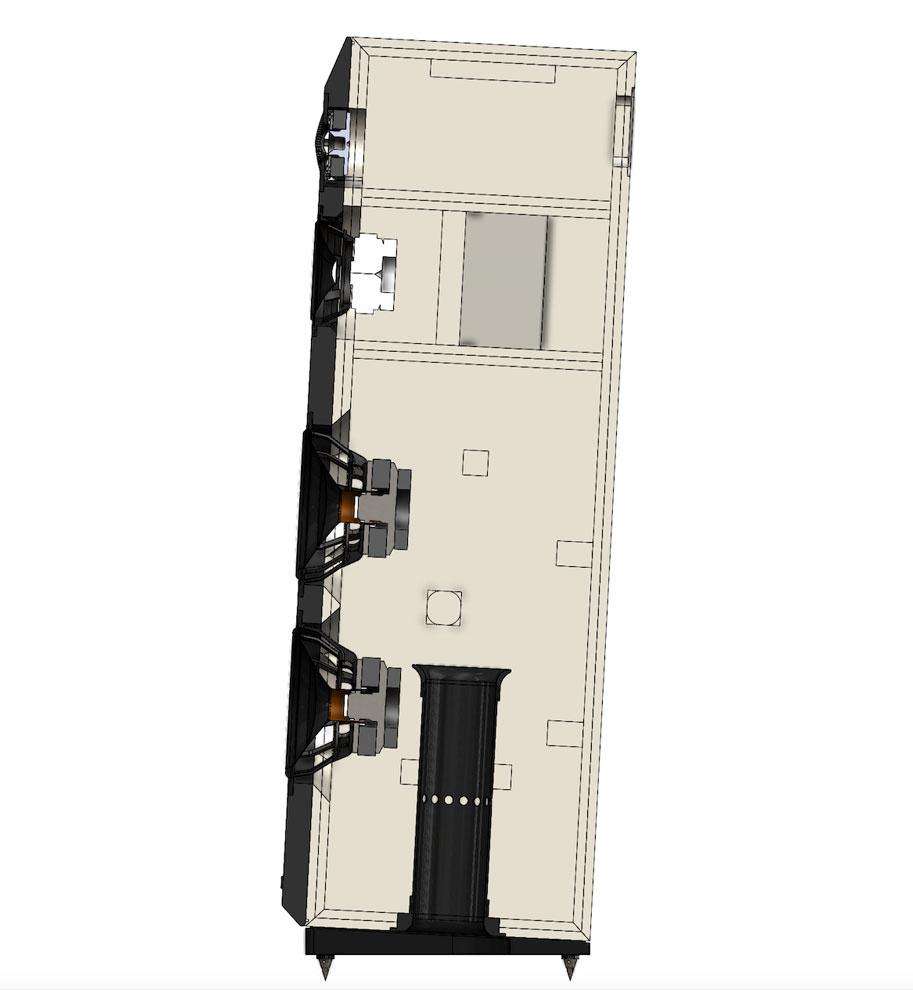 画像: 本体はフロントバッフルがややスランとしたデザインを採用内部は３つの部屋に分けられている