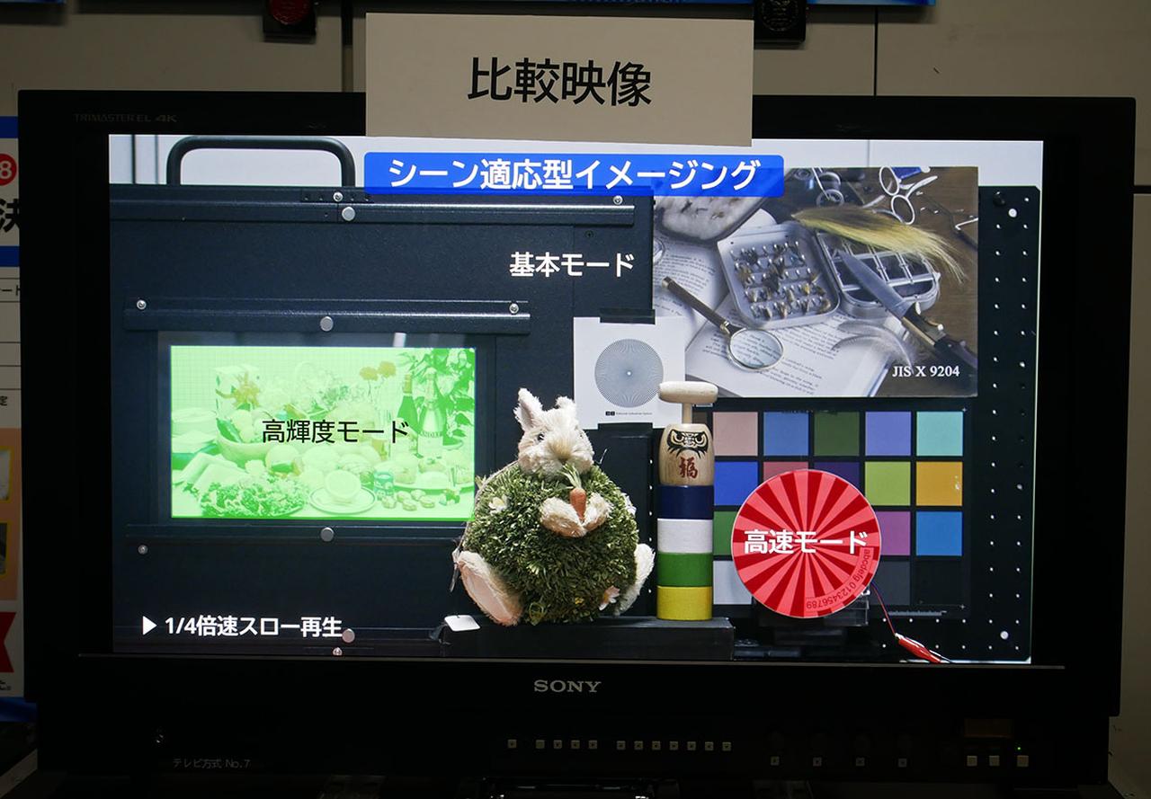 画像: 被写体に対してどのような処理を行っているかもわかり易く解説してもらった。写真では、「基本モード」「高輝度モード」「高速モード」の3種類を使い分けている