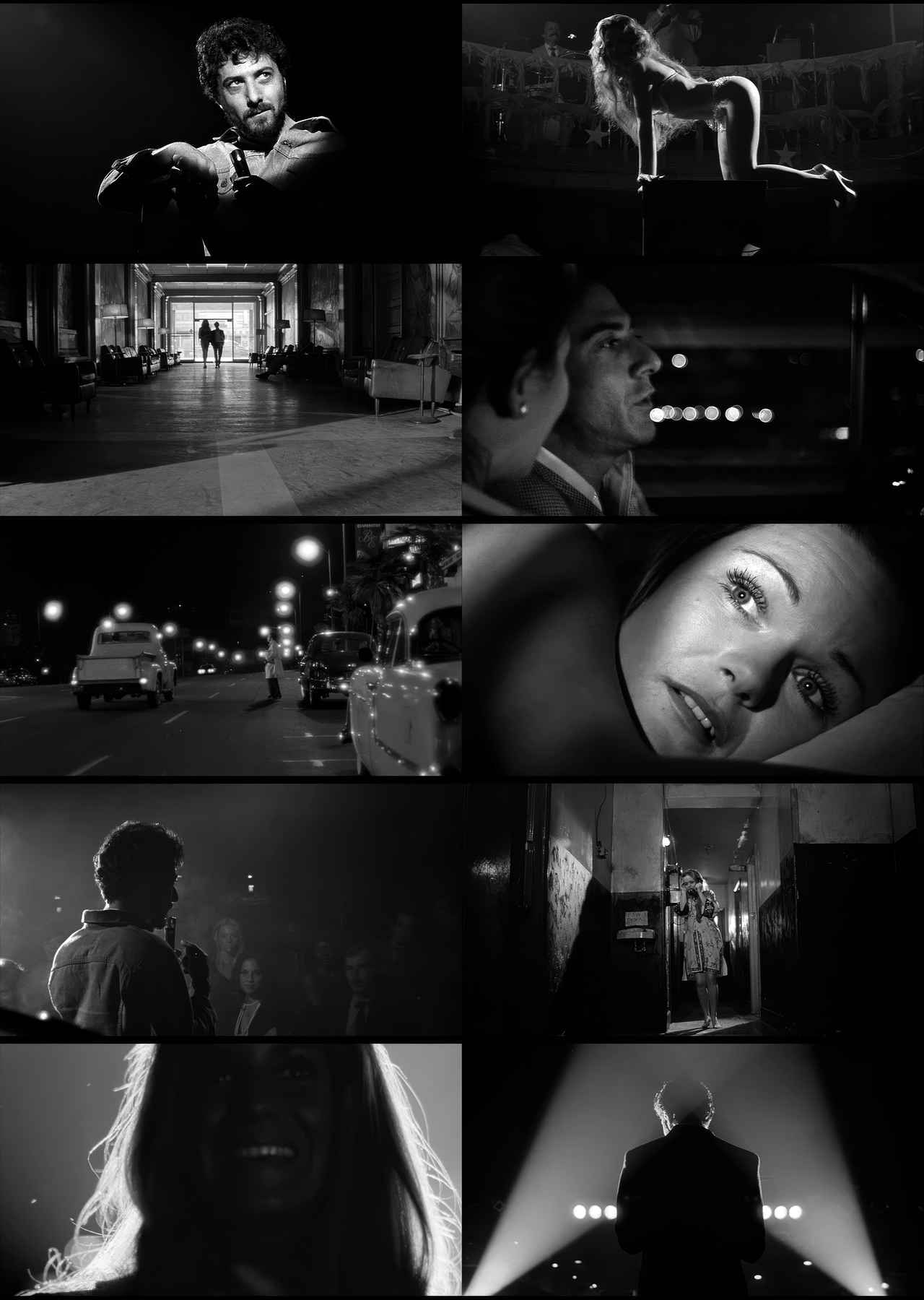 画像: 1950年代から1960年代という時代を忠実に再現し、感情の浮き沈みの激しい雰囲気を高め、テーマでもある美化されず赤裸々な本質を反映するために白黒で撮影した。『レニー』で目指しているのは、適切なフォーカスだ。1950年代にはなかった新しい白黒乳剤、つまりASA感度200と400を使えば、驚くほど深い被写界深度を実現できる。カラーフィルムは絞り開放で撮影すると柔らかく見えてしまう傾向にあるが、白黒なら俳優の眉毛の毛まで数えられるような、非常にシャープなフォーカスと光が得られる。しかも必要とする以上の余分なグレートーンもない。この映画には多くのリアリティが必要だが、リアリティは必ずしも粗いドキュメンタリーのような効果ばかりではない」撮影監督ブルース・サーティース