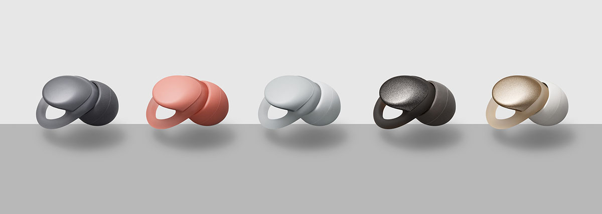 画像: 左から、AT-ERP3のブラック、コーラル、グレーで、右側ふたつがAT-ERP5のブラックとゴールド