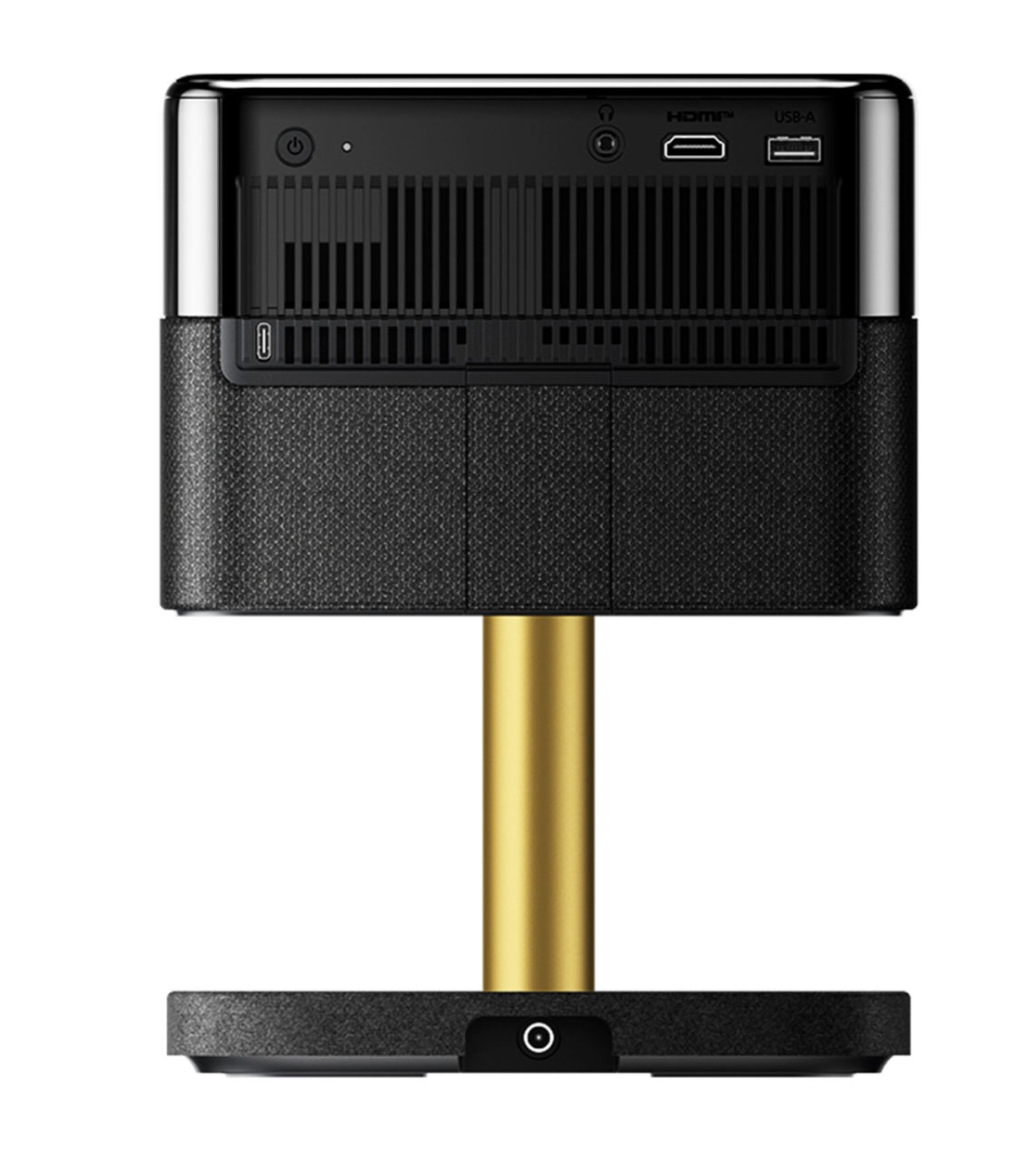 画像: EF-73は本体とスタンドが一体になったデザインを採用。本体は落ち着いたピアノブラック＆スウェード仕上げで、高級感も備えている。天井にも映像を投写できるよう、本体は45度上向きに調整可能。なお兄弟モデルの「EF-71」や「EF-72」用に準備されていたフロアスタンド「ELPFS01」には非対応となる