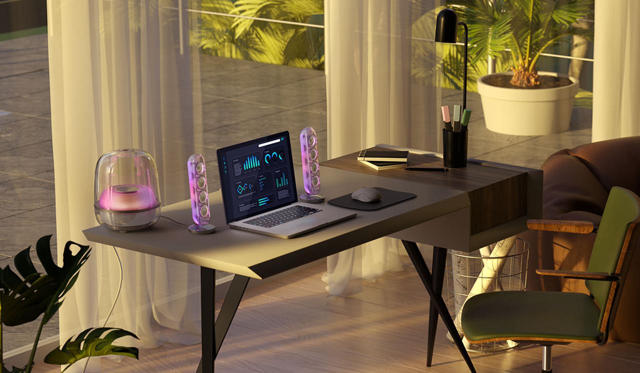 画像3: Harman Kardon、ブランドを代表する2.1chのスピーカーシステム登場!機能もライティングも現代的に進化している