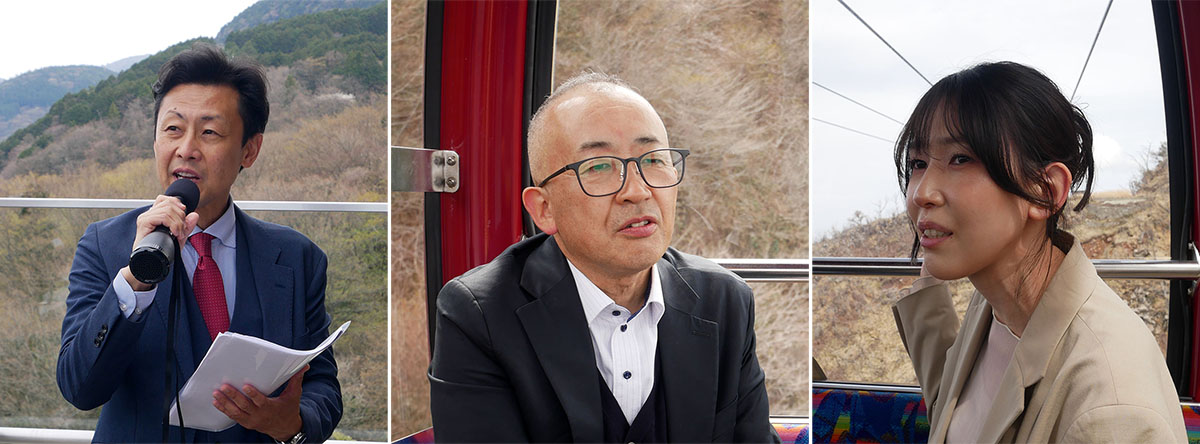 画像: 音箱(OTOBACO)について紹介していただいた皆さん。左から株式会社小田急箱根 運輸本部 索道部長 相川貴之さん、株式会社クープ 事業開発本部 伊藤幸一さん、MMD株式会社 清水晶子さん