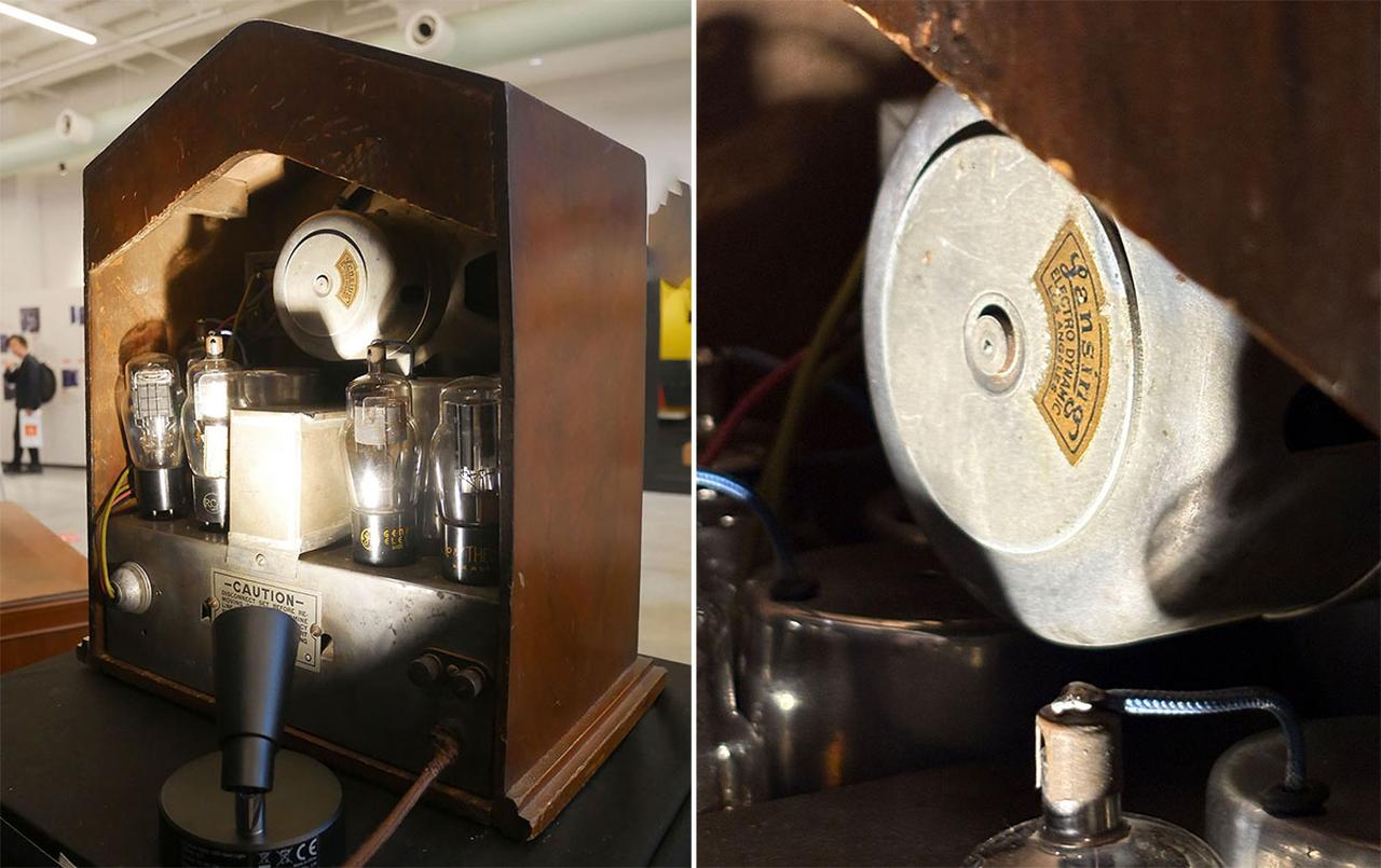 画像: 真空管ラジオ「JACKSON-BELL 63」(1929年)。「Lansing」のロゴが付いたドライバーを搭載している