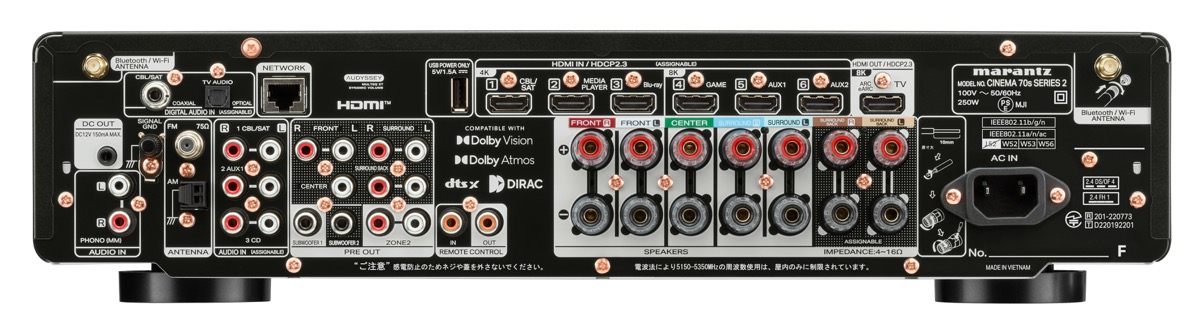 画像2: 「Marantz CINEMA 70s SERIES2／CINEMA 60 SERIES2」美しい意匠と本格の音の両立！スリムデザインと充実内容の2モデルで登場した7.2ch再生対応のマランツ製最新世代AVセンター【Special Review】