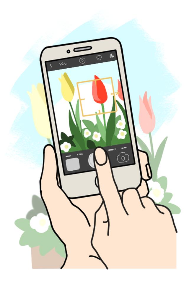 画像: 片手でiPhoneをしっかり構え、人差し指でシャッターボタンをタッチすると撮影しやすいです。