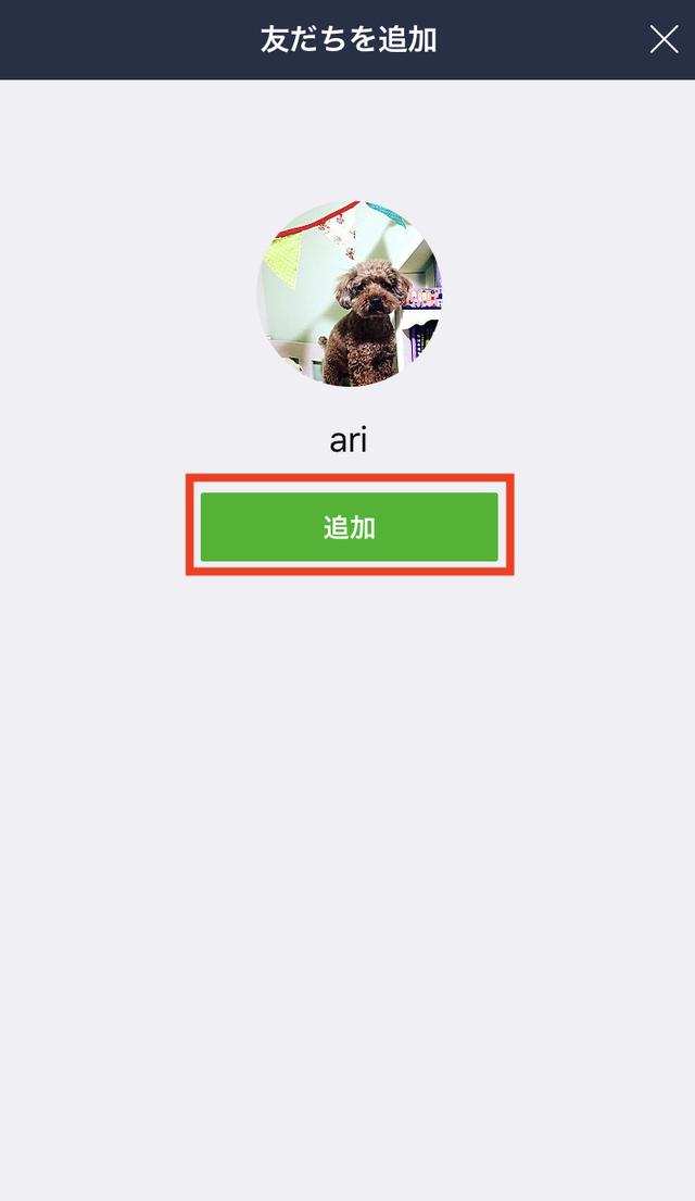 画像: 相手の名前が表示されたら、「追加」をタッチします。