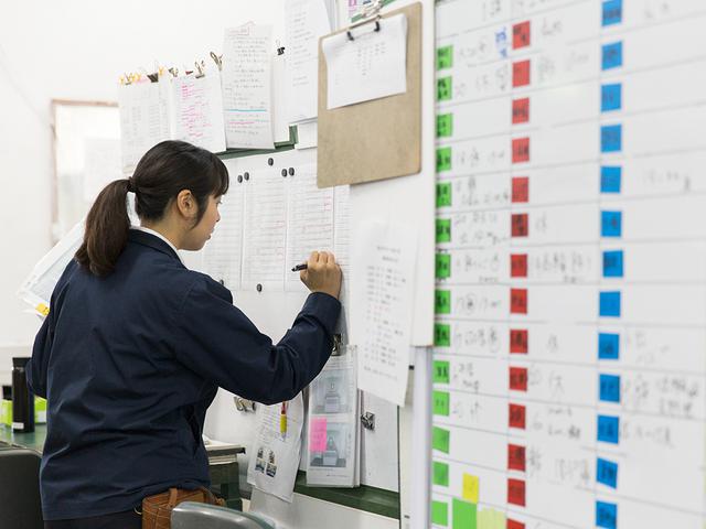 画像: 受注リストの担当案件に製作担当者の名前を書き込む