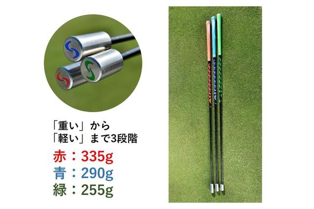 画像: ヘッドスピードのリミッター解除アイテム。「重」「中」「軽」の3本でワンセット