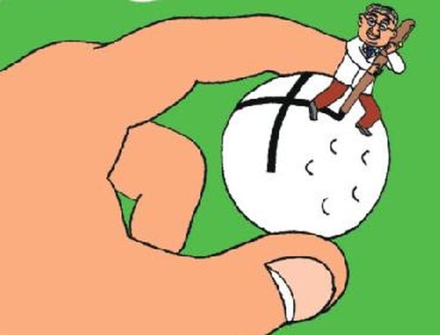 画像: ボールに1本線を入れる人は多いが、これにもう1本線を加え「直角」を描いてみましょう。目標にたいして格段にスクェアが出しやすくなります