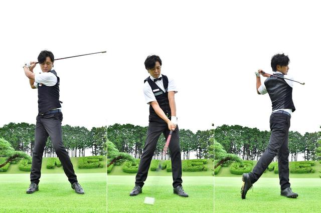 画像: 手で振らないように、ビハインド・ザ・ボールの意識で、体全体で振ることを心がける