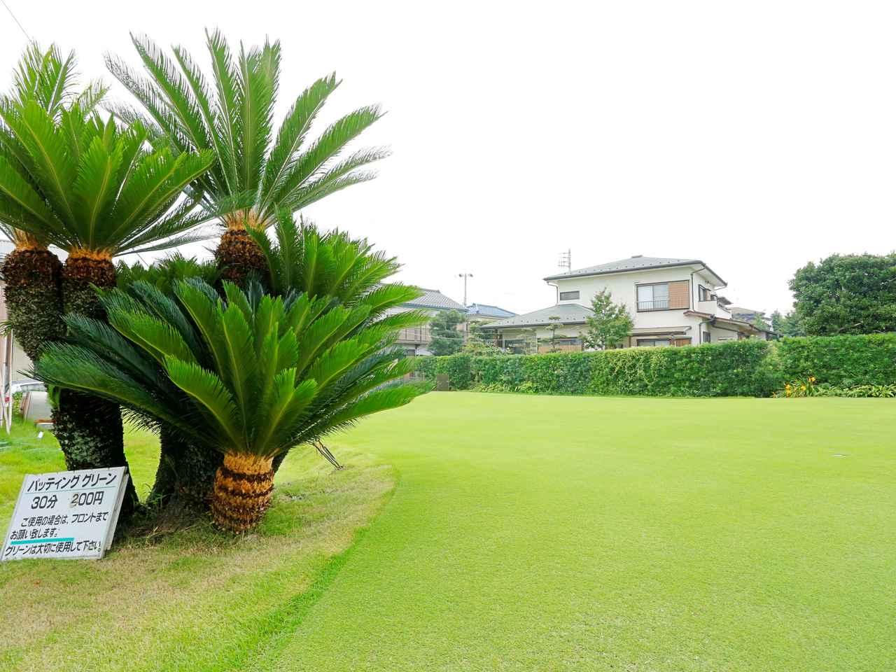 画像: 30分200円で利用できる、ヒメコウライ芝の練習グリーンは300㎡の広さ