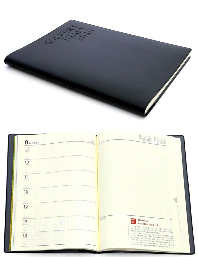 画像: シンプルな装丁。ビジネスユースにも対応します。200ページ、500グラム。たっぷり書き込めて、ゴルフの情報もぎっしり