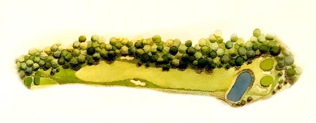 画像: 2番 パー5 「飛ばしを狙うか、池の手前に止めるか」の2打目