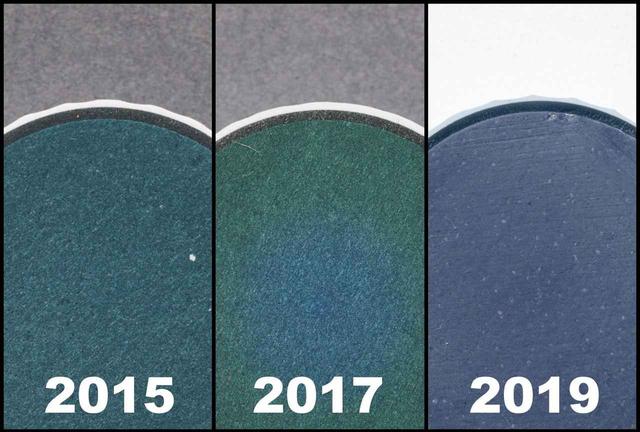 画像: (2015)カバーの変更でスピン性能がアップ (2017)コアとディンプルの改良で弾道が安定 (2019)新配合コア素材でボール初速が向上